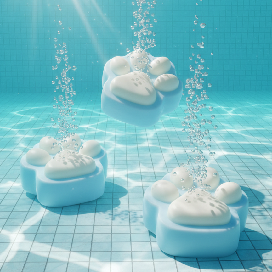 Błękitne mydło dla dzieci Lodowa Łapka w kształcie łapki. Orzeźwiająca kąpiel pod wodą z bąbelkami powietrza.